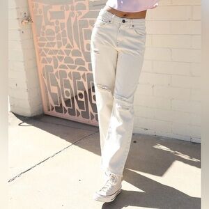 Urban Outfitters 29 BDG Ecru Straight Leg Rigid Cream Jeans Button‎ Fly